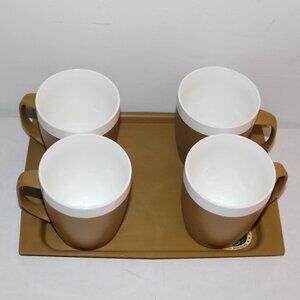 ACCA Therma Ware Set of 4 Gold-Olive Insulated Mugs and One Tray David Douglas